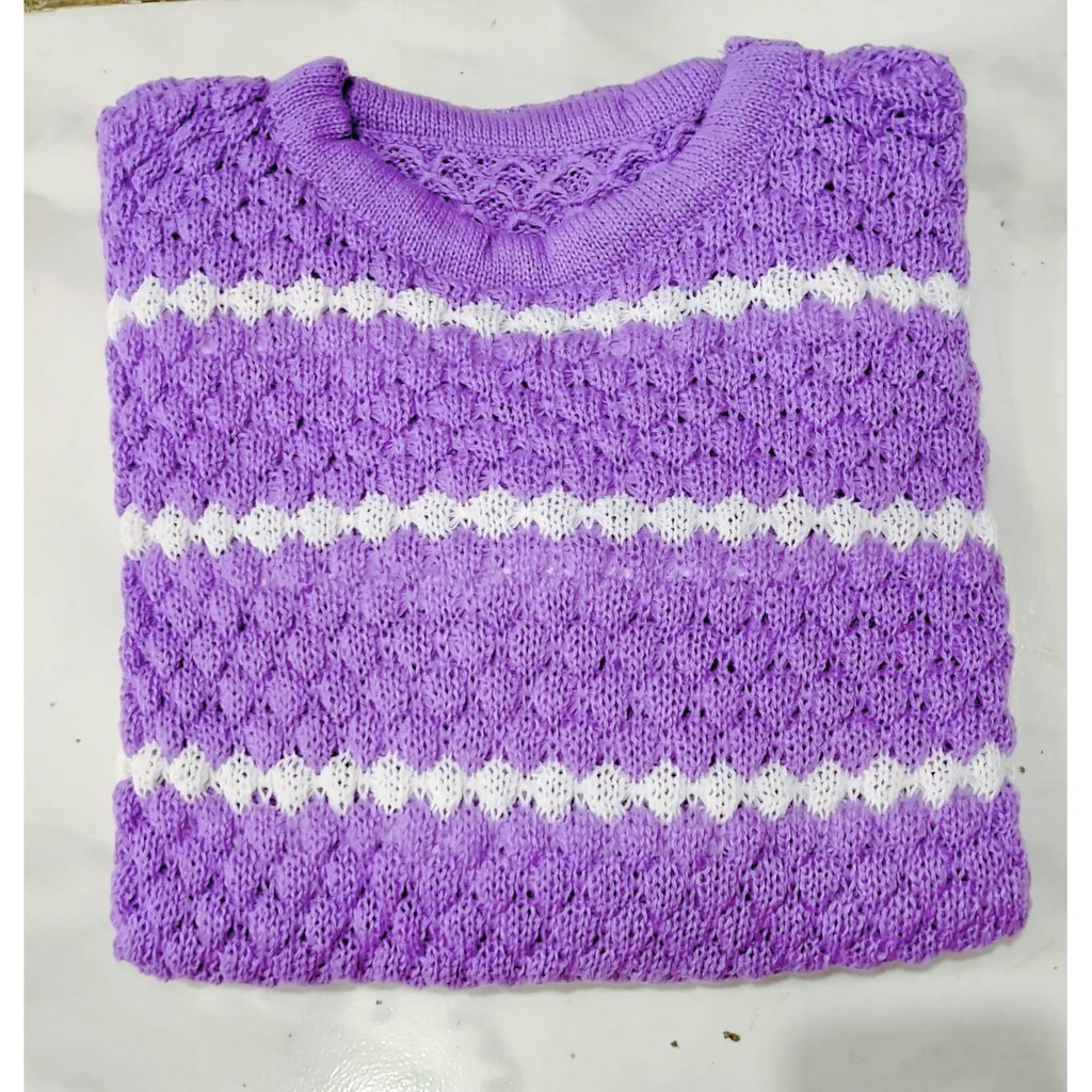Atasan wanita Baju Rajut ZIGGY TRIBAL - Sweater Stripe ZIGGY SALUR TEBAL-LILAC