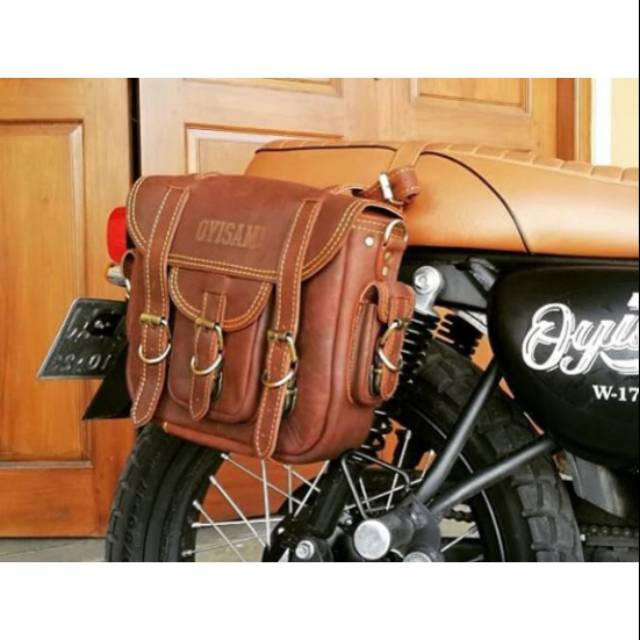 Tas motor W175 / tas kulit untuk motor w175 / tas motor w175 kulit asli / tas kulit / tas motor