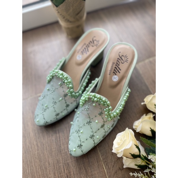 Termurah!!! Heels 5cm brukat payet mewah Delisa wardah / sepatu pengantin / sepatu tunangan / sepatu wisuda / wedding shoes