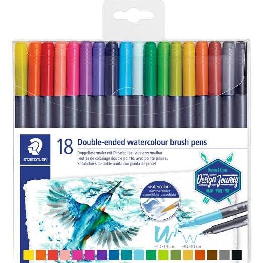 

[[COD]] SET 18 WARNA SPIDOL STAEDTLER DOUBLE ENDED WATERCOLOUR BRUSH PENS SPECIAL Kode 1373