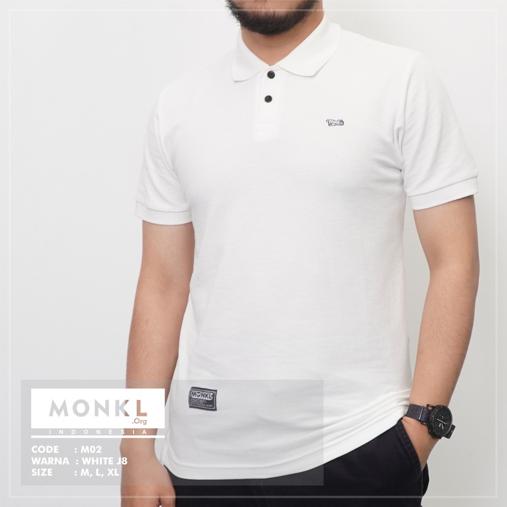 TERLARIS  BAJU KERAH KAOS PRIA BASIC MEREK MONKL BAHAN PREMIUM ADEM LEMBUT M-02