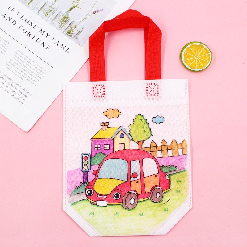 DIY Tas Kain Unik ( Hanya Tas saja ) Prakarya Mewarnai Mainan Education Untuk Anak II
