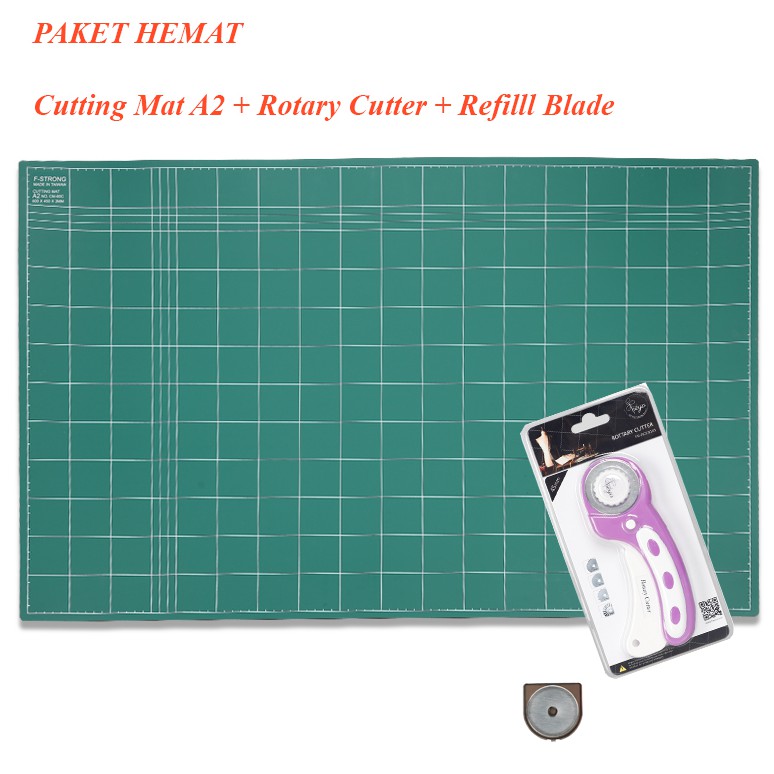 [Paket Hemat] Cutting Mat A2 (2 sisi) + Rotary Cutter Freya + Refill