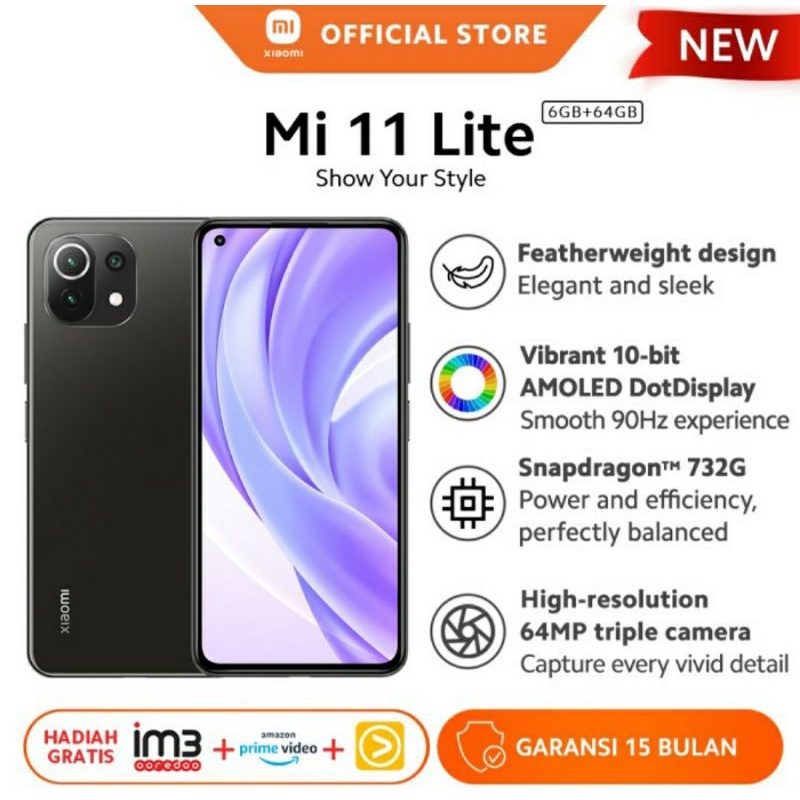 Xiaomi Mi 11 Lite 6/128GB NFC Snapdragon™ 732G Smaprtphone HP Android
