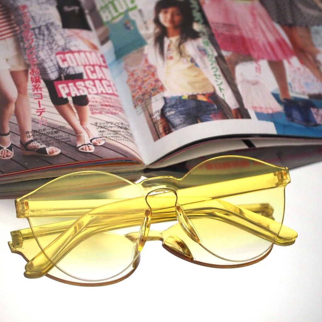 Kacamata Jelly Pria Wanita Kacamata Fashion Murah / Kaca Mata Candy Sunglasses Korea Warna Warni-20. Grad Yellow