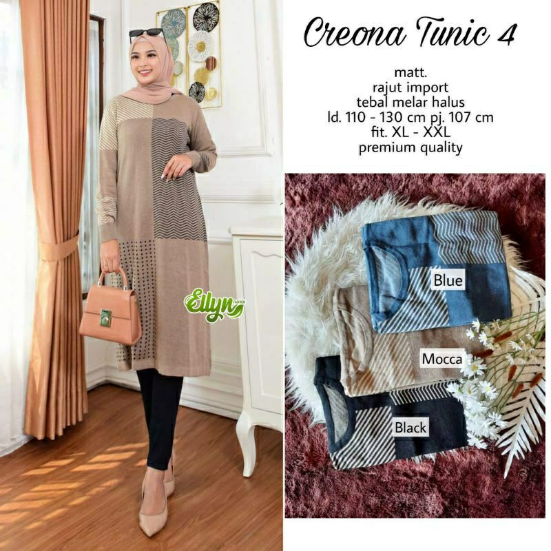 TKG - CREONA LONG TUNIK Rajut Import Tebal Modis Kekinian by Fashion Solo