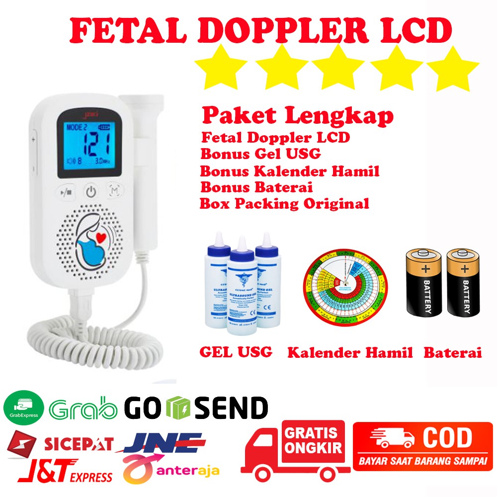 BERGARANSI Fetal Doppler LCD Murah Alat Pendeteksi Jantung Janin Bayi