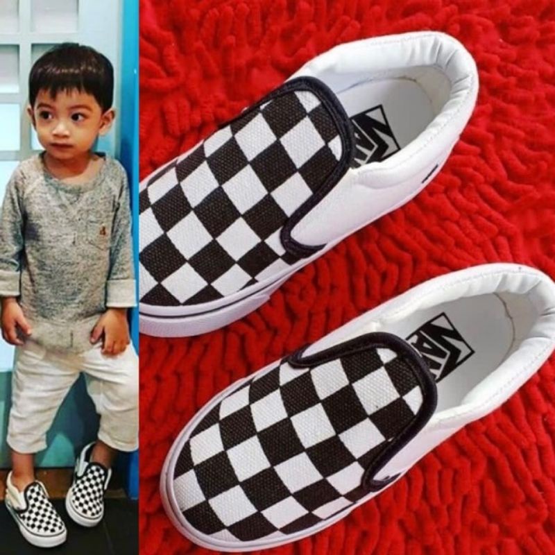 Sepatu anak bayi vans slop / slip on kids motif catur