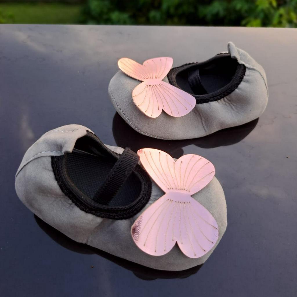 VINANDOZ PRP10 Sepatu baby bayi prewalker 1_12 bulan motif Pita Kupu kupu bahan bulu lembut
