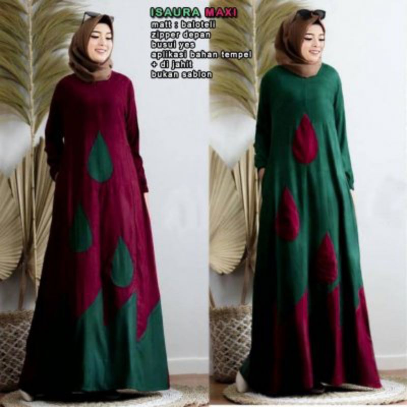 QC ISAURA MAXI Pakaian Gamis Maxi Terkini Dress Muslim Wanita Fashion Hijab Terbaru Termurah