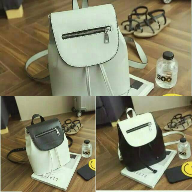 #DISKON 95RB SAJA N28185 TAS RANSEL FASHION IMPORT KOREA BAKCPACK FASHION SISA GRAY AND WHITE