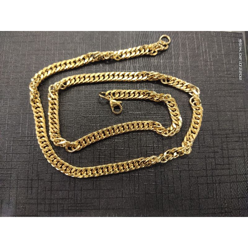 Kalung Titanium Motif Rantai 50cm Gold