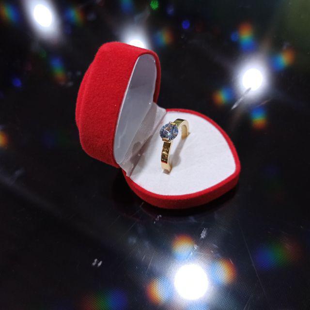 Cincin Titanium Mata Diamond model Korea solitare Stainless steel anti karat selamanya Fashion Ring-GOLD