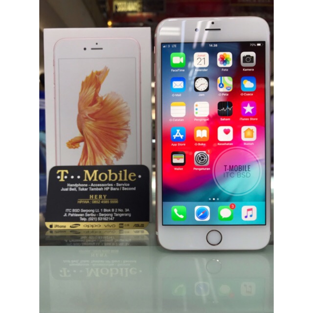 Apple iPhone 6S+ 32GB Rose Gold, Fullset, Non Minus, Ex. Garansi Resmi iBox, Like New, No Jailbreak