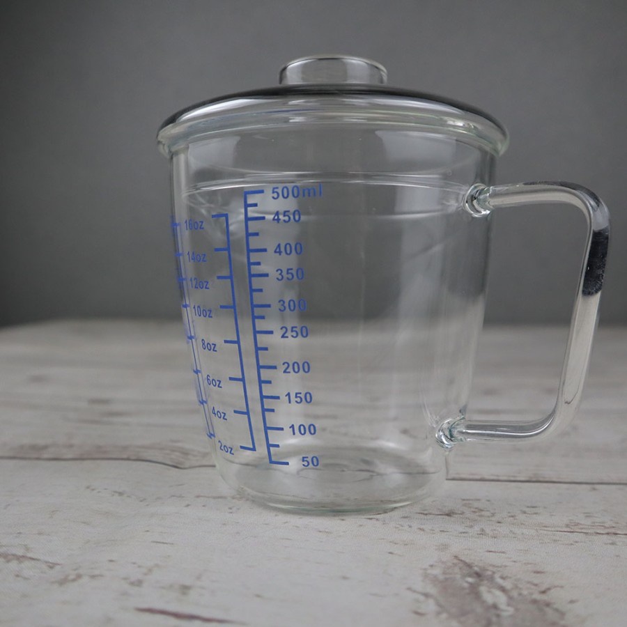 Gelas Teko Susu Jug Borosilicate Pitcher Knob Lid 500ml - ZM0081 - Transparent