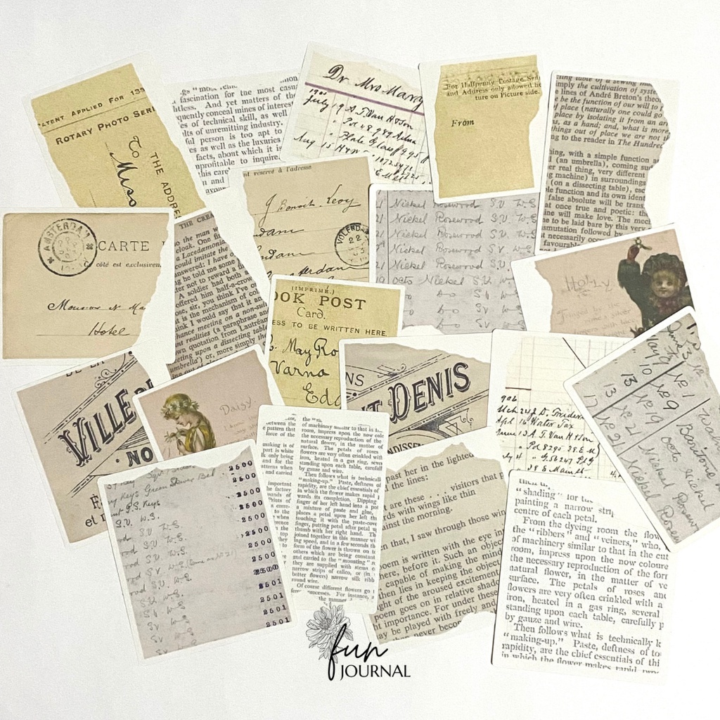 

PIECES OF VINTAGE PAPER STICKER STIKER PACK UNTUK JOURNAL JURNAL PLANNING PLANNER SCRAPBOOK DIY BUJO