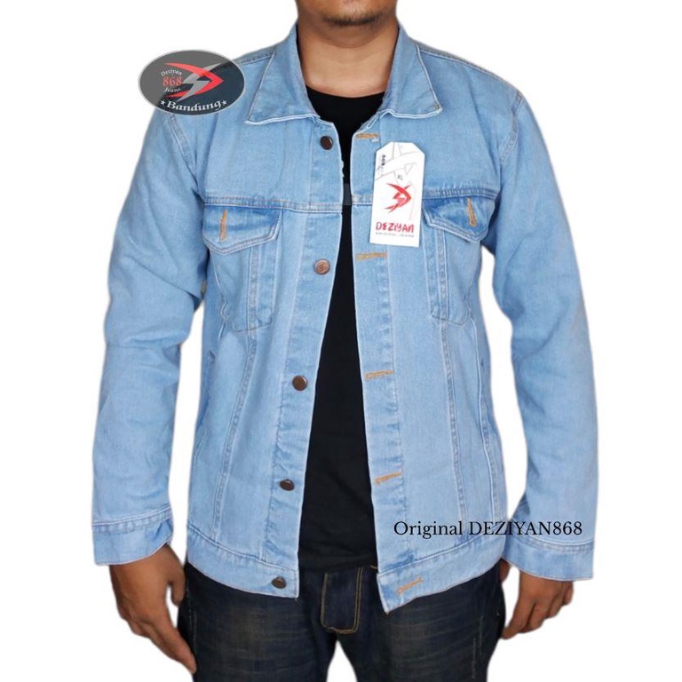 Deziyan868 Jaket jeans pria bioblitz biru muda biowash biru tua biru langit telor asin
