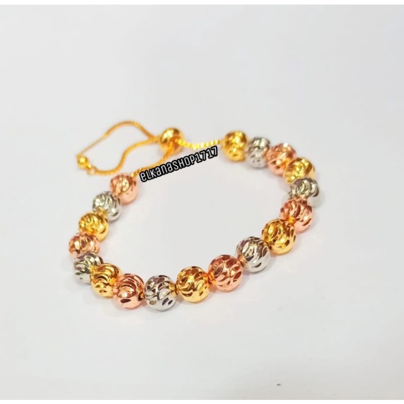 GELANG SERUT GELOMBANG BOLA SEDANG 3DIMENSI ELEGAN PERHIASAN ANTI KARAT