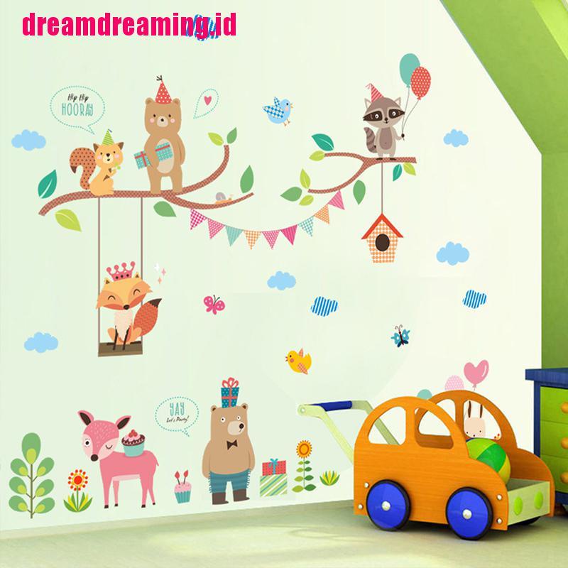(dreamdreaming.id) Stiker Dinding / Jendela Toko Motif Kebun Binatang Hutan Untuk Natal