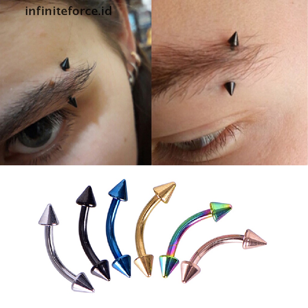 Infiniteforce.id 12pcs / Set Anting Tindik Alis / Bibir / Tubuh Bentuk Barbel Lengkung Untuk Pria