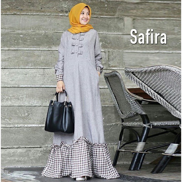 SAFIRA GAMIS kuliah selebgram salt executive muslimah dress harian linen