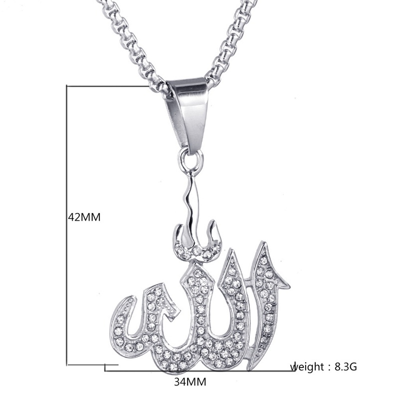 Kalung Muslim Islam Totem Allah Berlian Imitasi