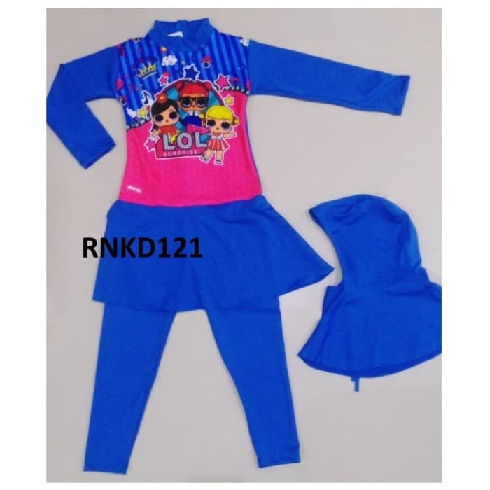 PEREMPUAN-ANAK-RENANG-BAJU- BAJU RENANG ANAK MUSLIM LOL PINK - UKURAN XXL, XXXL, XXXXL -BAJU-RENANG-