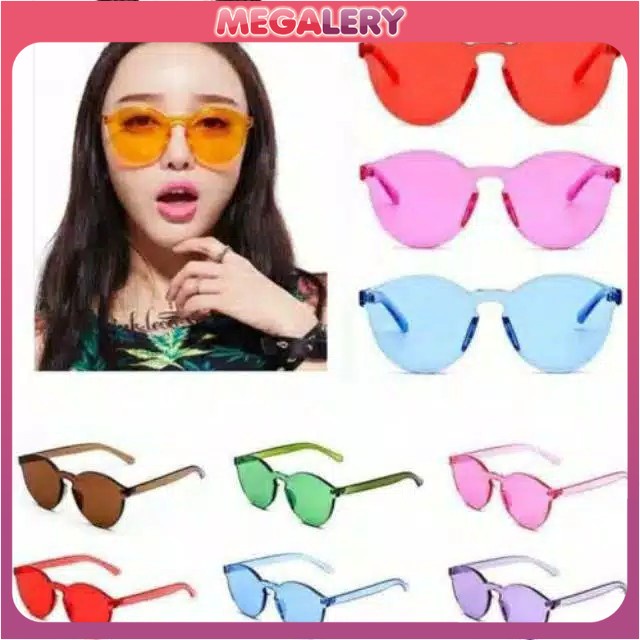 Kacamata Jelly Unisex Fashion Colourful Sunglasses Sport Transparan Murah