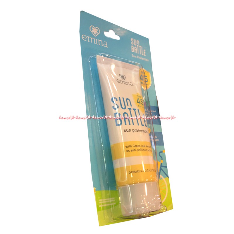 Emina Sun Battle 100gr Sun Protection SPF 45 Sunblock Untuk Kulit With Grape Leaf Emmina Sun Blok Sun Block