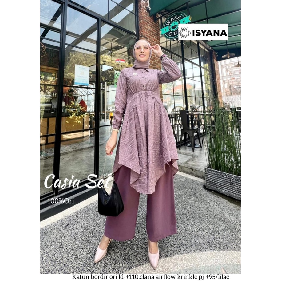 casia set stelan setelan 1set tunik tunic pakaian baju kulot celana clana polos 110 xxl big size bus