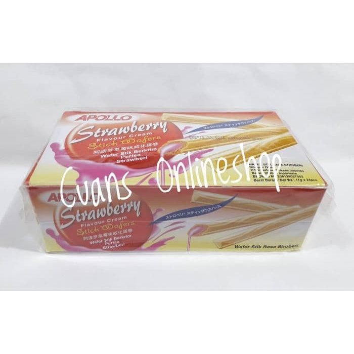 

APOLLO Strawberry Stick Wafer. Wafer Stick Berkrim Perisa Strawberry.