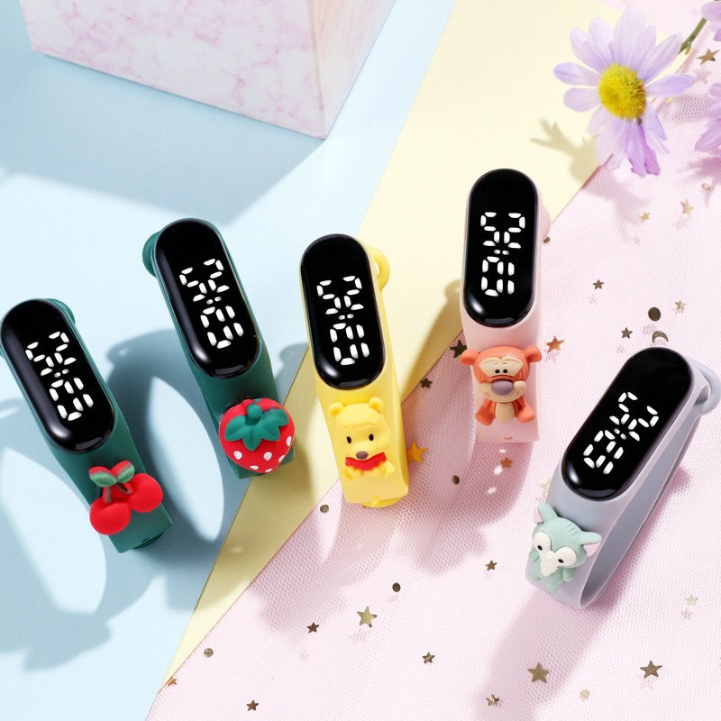 Jam Tangan Elektronik Tahan Air IP67 Motif Kartun Anak Laki-laki Perempuan LED Minimalis Gelang-4