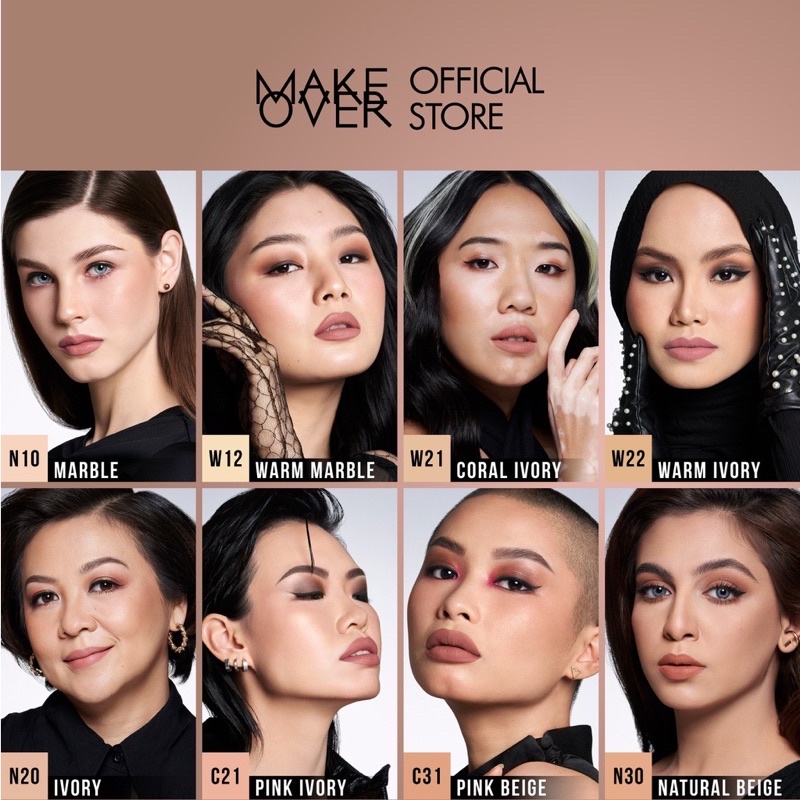 MAKE OVER Powerstay 24H Matte Powder Foundation -  Bedak padat BEST SELLER high coverage flawless ringan make up tahan lama 24 jam non-comedogenic