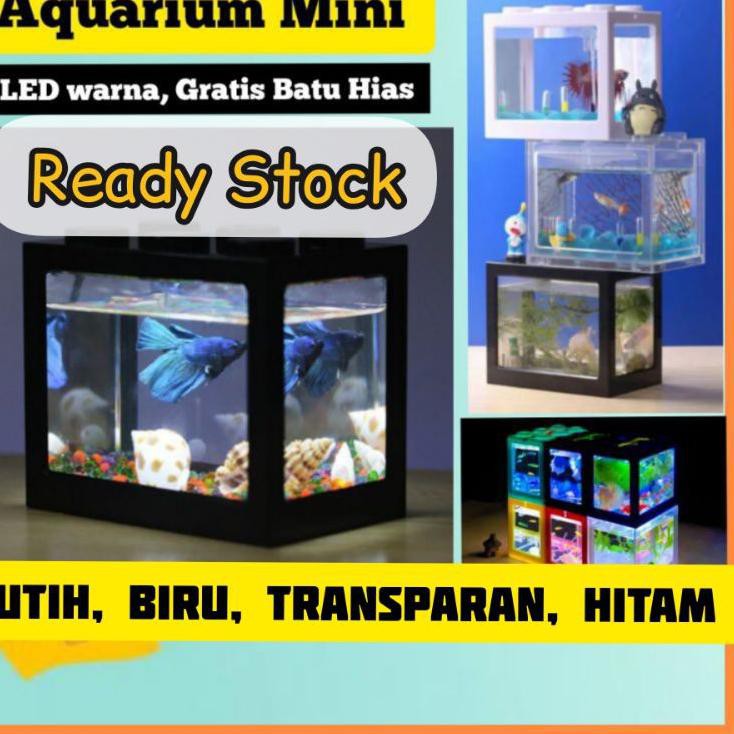 4.4 Brand  LARIS Aquarium Mini Bentuk Lego Terlengkap Lampu LED, Akuarium Ikan Kecil Cupang Murah Be