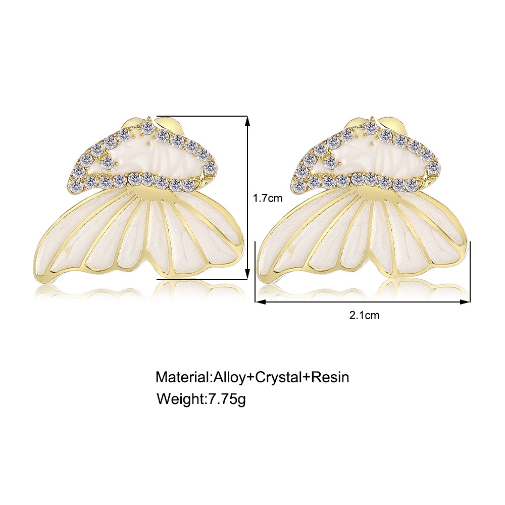 Anting Stud Kristal Resin Bentuk Sayap Kupu-Kupu Untuk Wanita