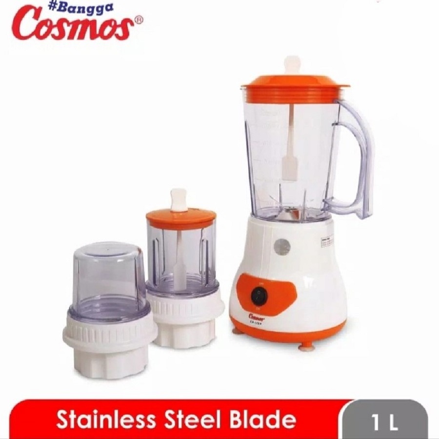 Blender Cosmos 3in1 CB-172P CB 172 P 1L 1 Liter Plastik Anti Pecah Pisau Stainless Steel