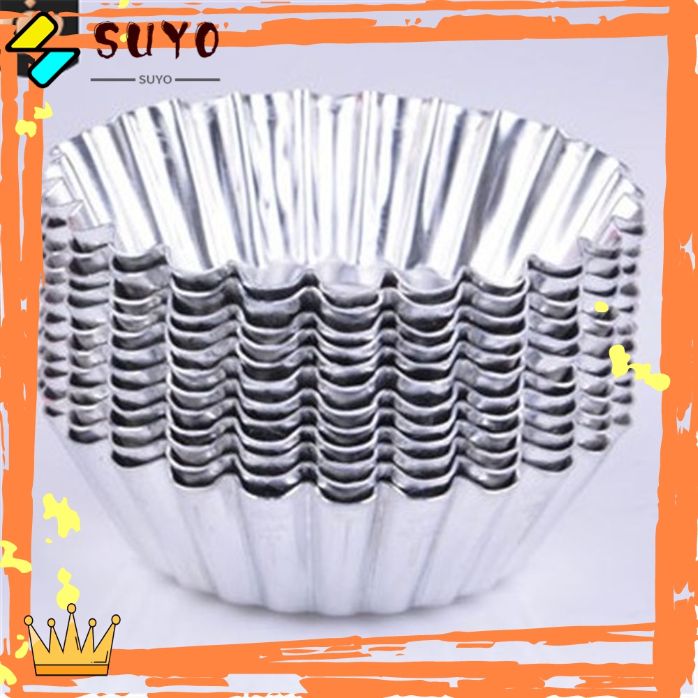 Suyo 10Pcs Cetakan Egg Tart / Pastry / Puding Bahan Aluminum Foil Reusable