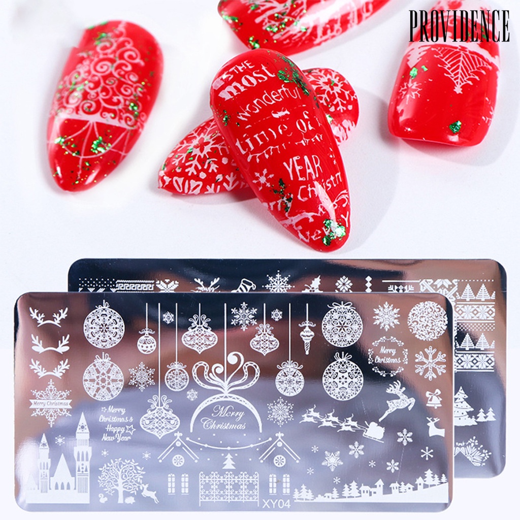 Providence Cetakan Kuku Motif Snowflake Bahan Stainless Steel Untuk Manicure / Nail Art