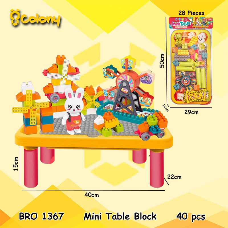 PROMO BRO1367 Kuning Meja Belajar Blok BLock Balok Bricks Tumpuk Besar Jumbo Building Set Mainan Anak Duplo Hobi Koleksi Model Kit COLONY