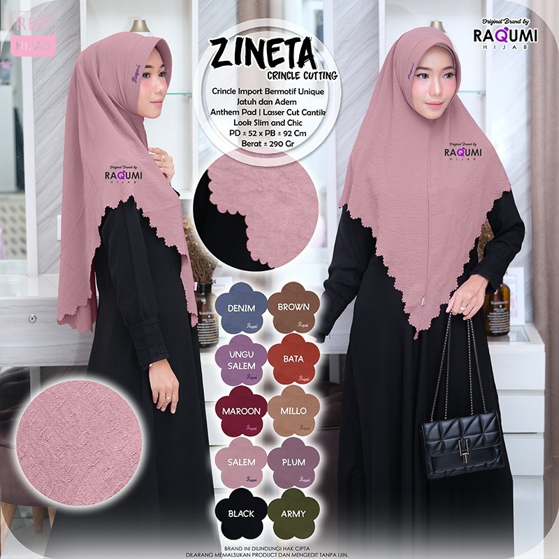 Jilbab Bergo Instan Zineta Crincle Cutting Raqumi Hijab