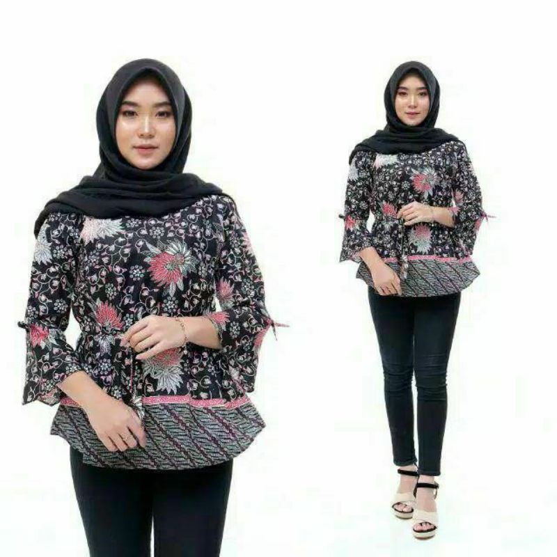M-L-XL-XXL ATASAN BATIK WANITA MODERN ASJ SA HRB026 MONALISA GENES BLOUSE-Kembang matahari