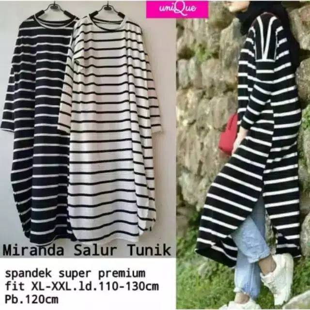 Tunik Baju MIRANDA Salur Jumbo Dres Big Size Baju Tidur Wanita