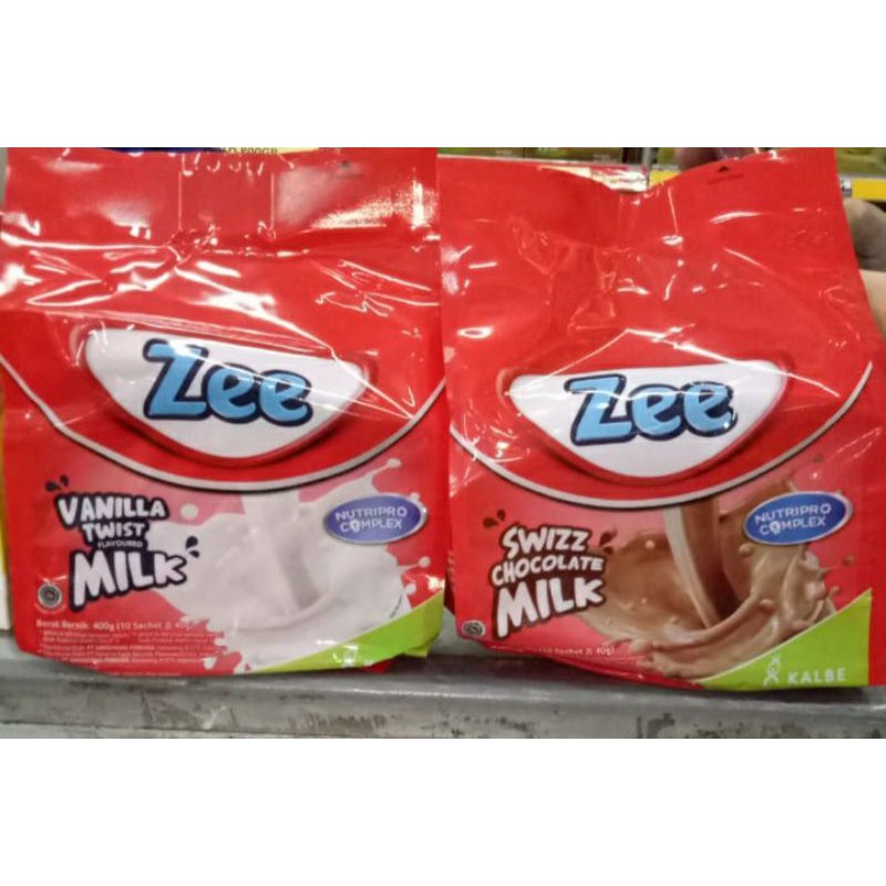 

Zee susu untuk semua umur VANILA TWIST MILK / SWISS CHOCOLATE MILK ( 10 sachets ) 400gr