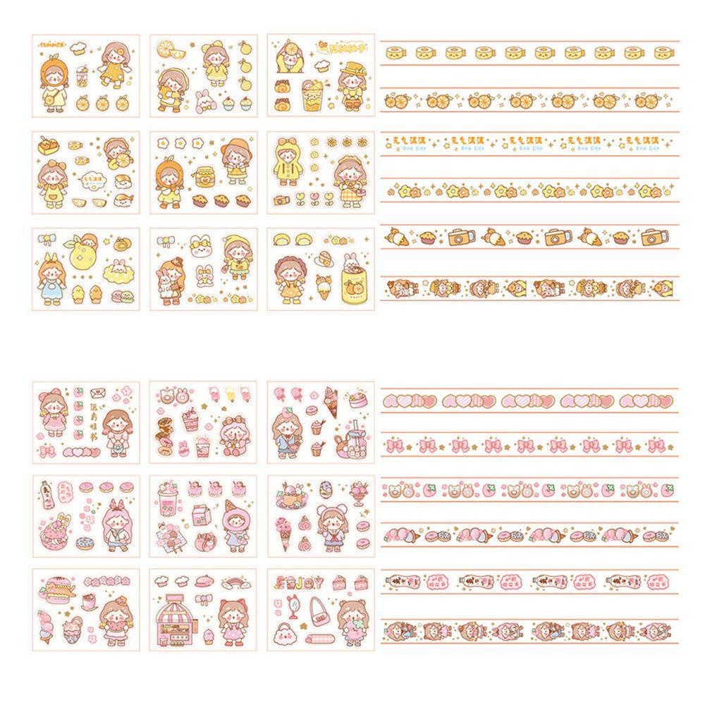 Lanfy Stiker Tape Dekoratif Kawaii Korea Kartun Alat Tulis Stiker Notebook Album Diary Jurnal Masking Tapes