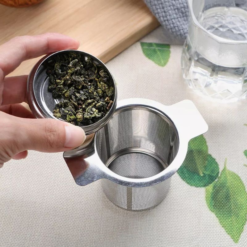 Stainless Steel Filter Tea 304 Infuser Strainer Mesh Dan Tutup