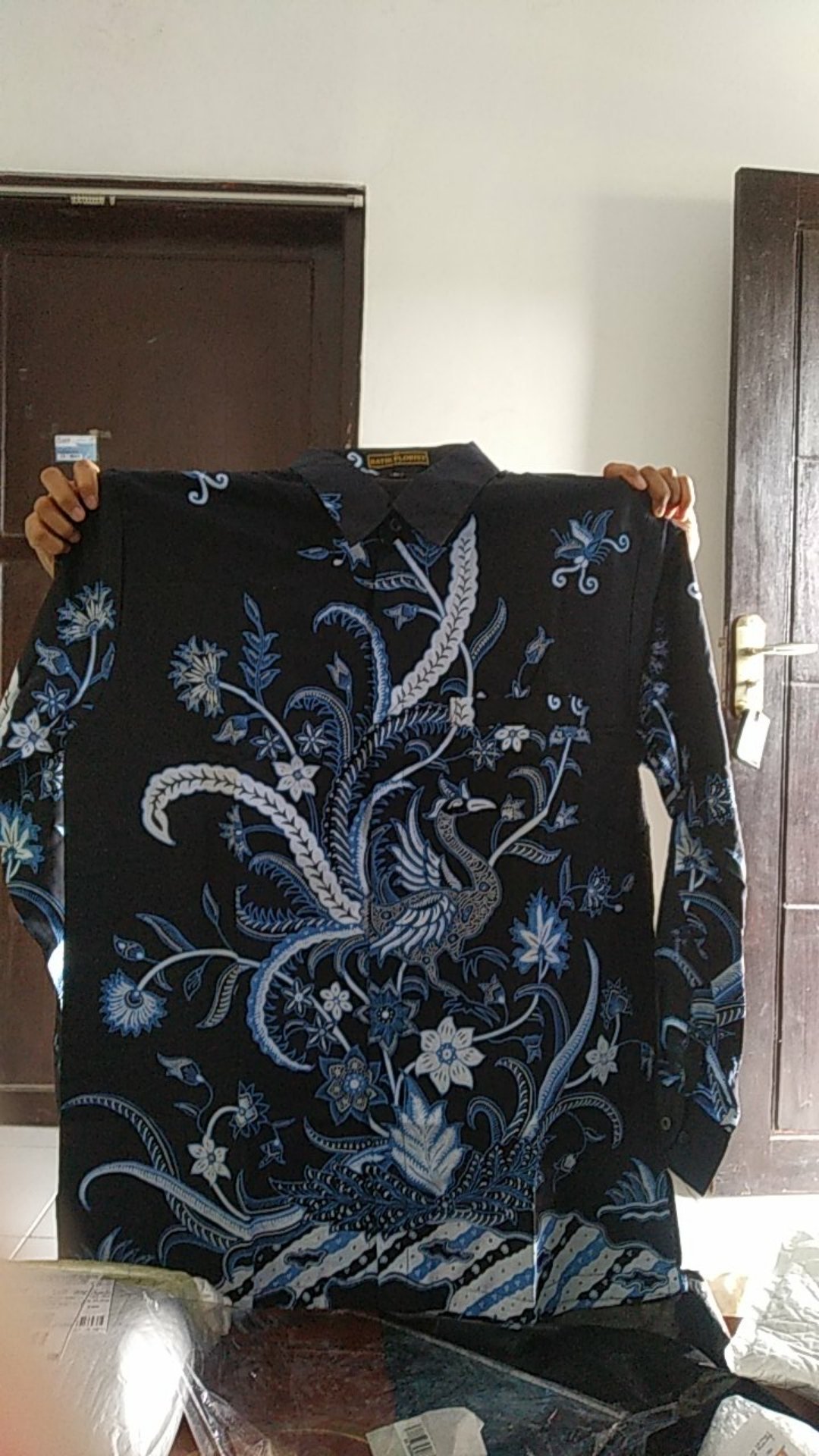 Merak Njoget Biru Panjang Kemeja Batik Pria Full Furing Katun Sragenan