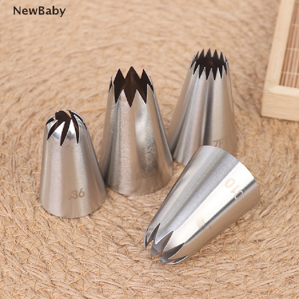 Newbaby 5Pcs / Set Spuit Piping Icing Bahan Stainless Steel Untuk Dekorasi Kue / Pastry