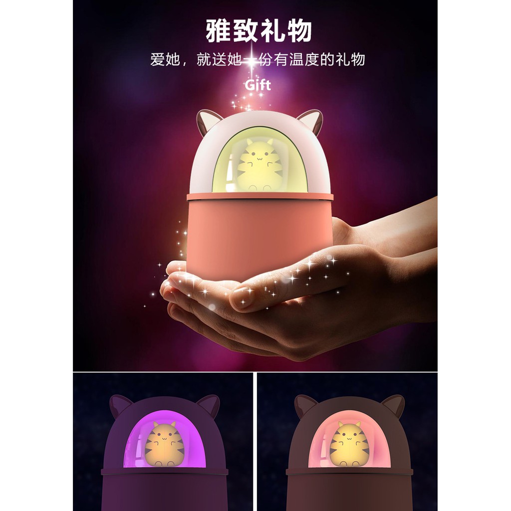 Humidifier Ultrasonic Aromatherapy Oil Diffuser Lampu RGB Pet Design 300ml / Alat Pelembab Udara