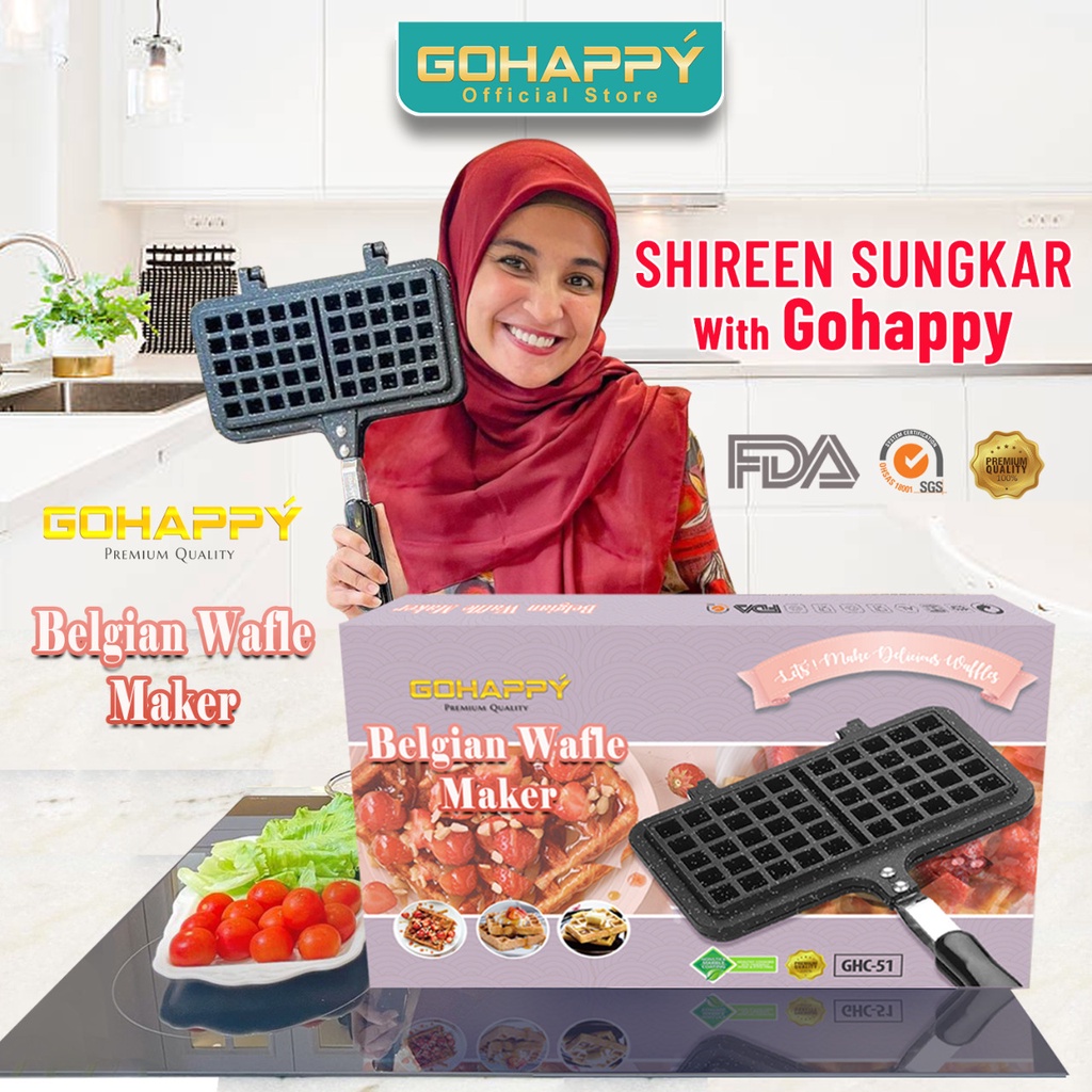 Gohappy Waffle Maker GHC51 BELGIAN DOUBLE Alat pembuat croffel / crofel wafel anti lengket marble diatas teflon