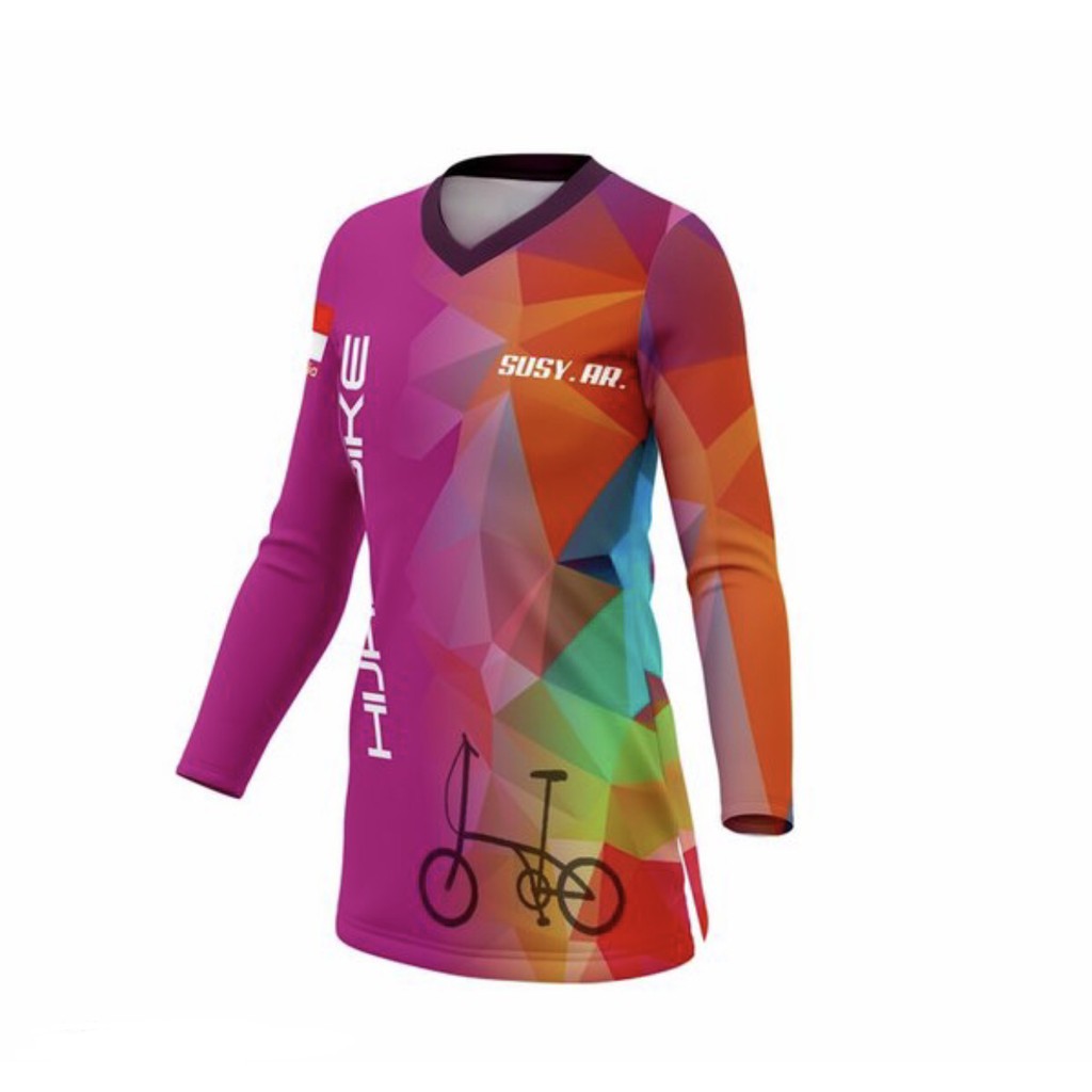 Jersey Sepeda Tunik Wanita Custom | Baju Tunik | Kaos Sepeda Tunik | HIJAB BIKE